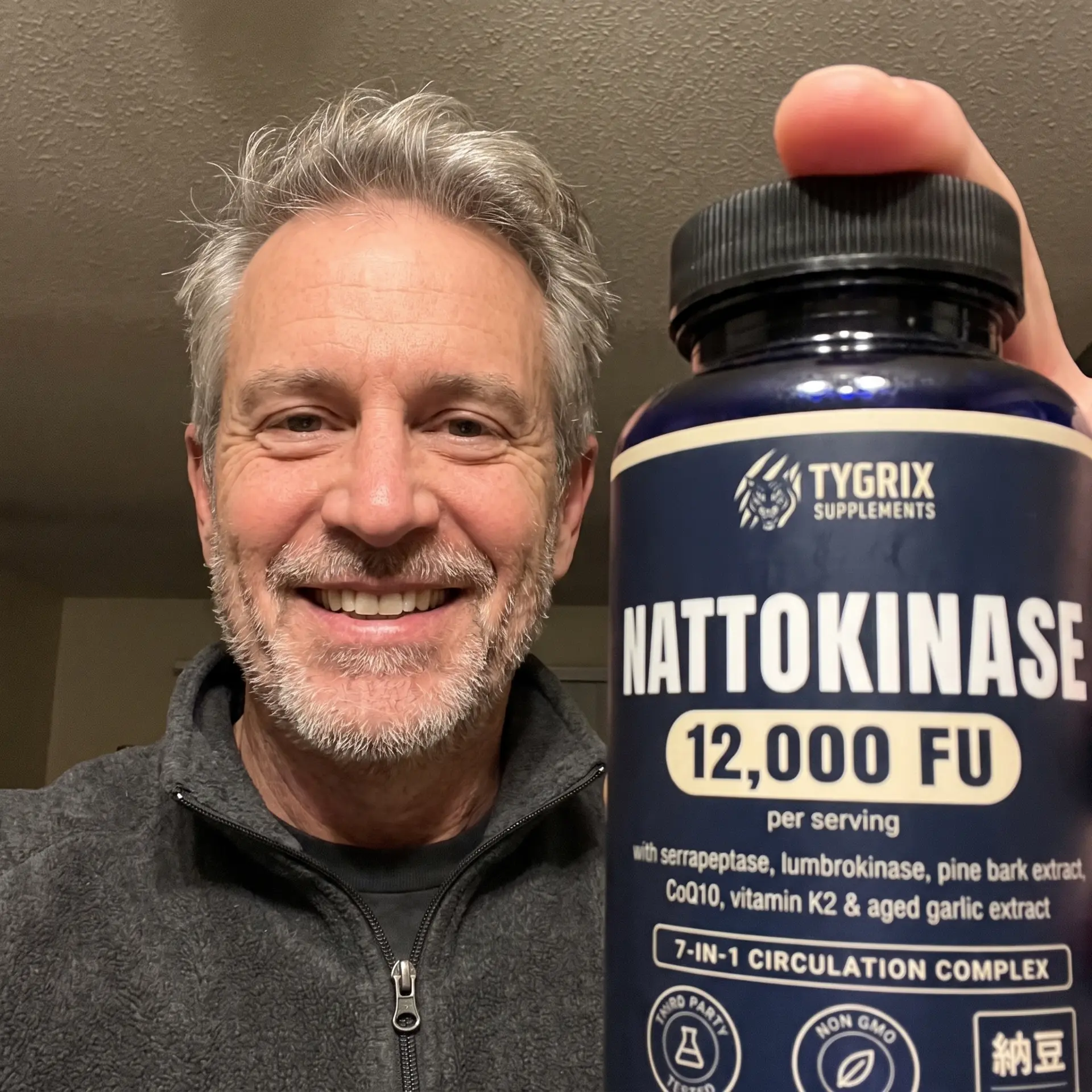 Tygrix customer photo 11, holding Nattokinase Circulation Complex
