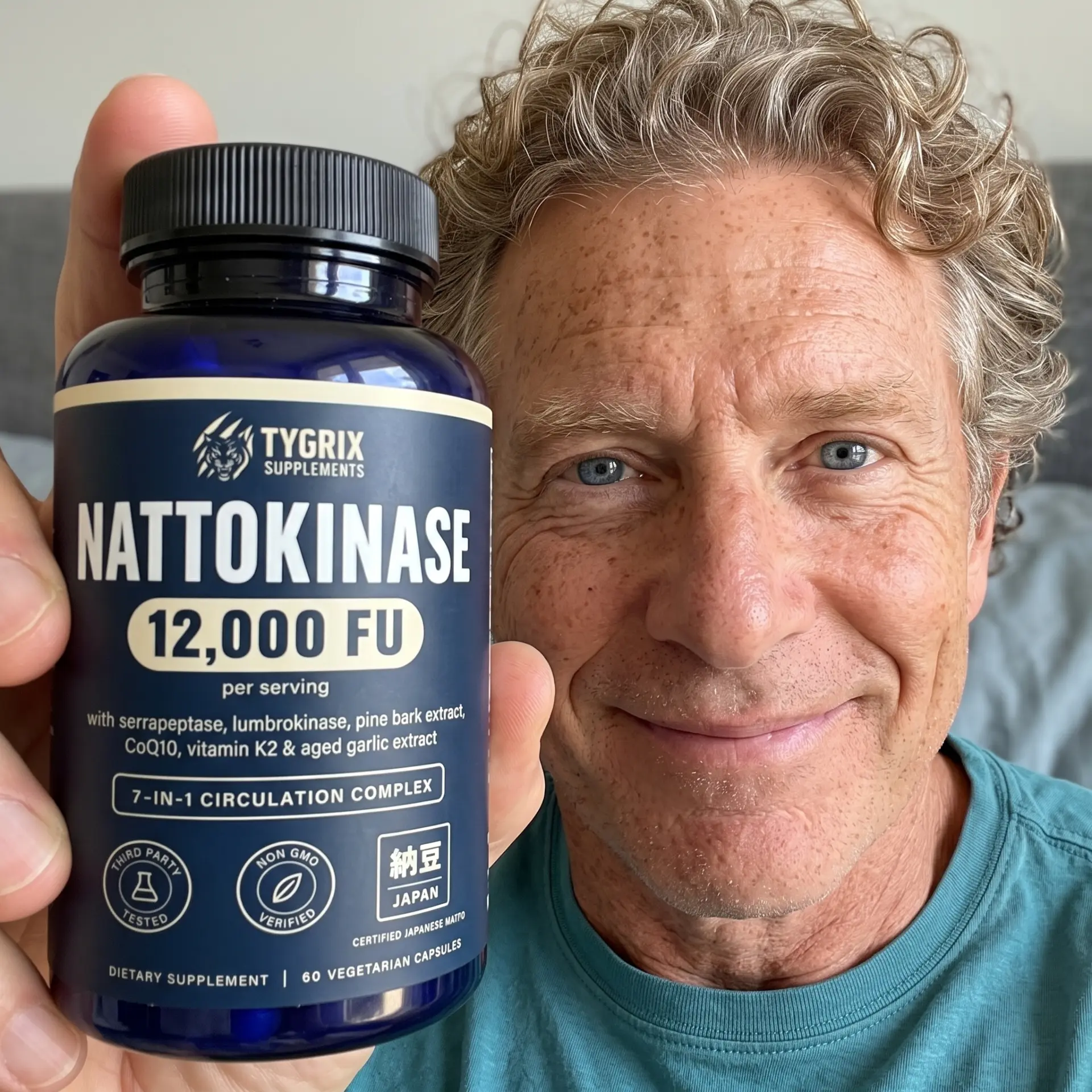 Tygrix customer photo 2, holding Nattokinase Circulation Complex